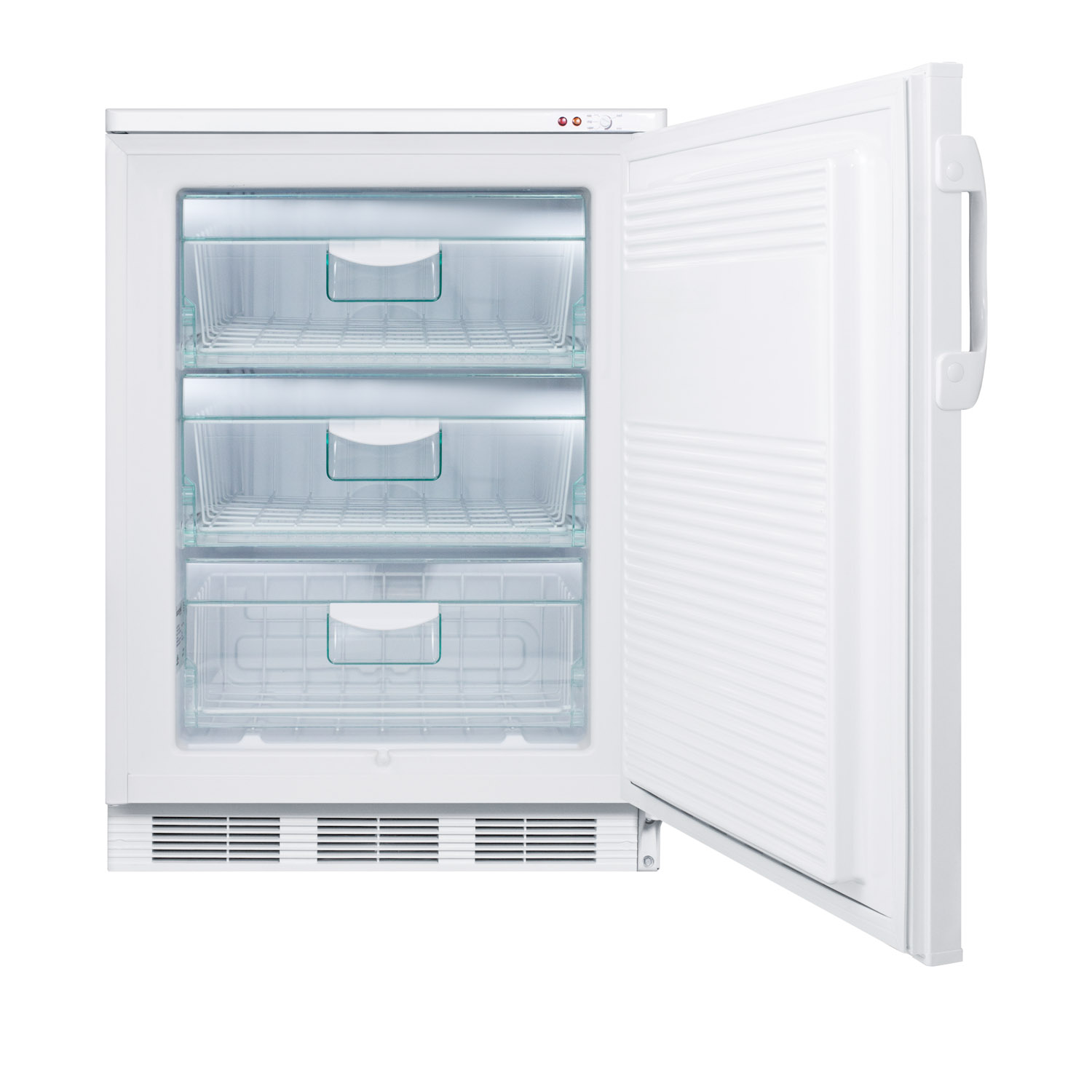 Built-in undercounter freezer capable of -25 C operation; includes audible alarm, lock, and hospital grade plug